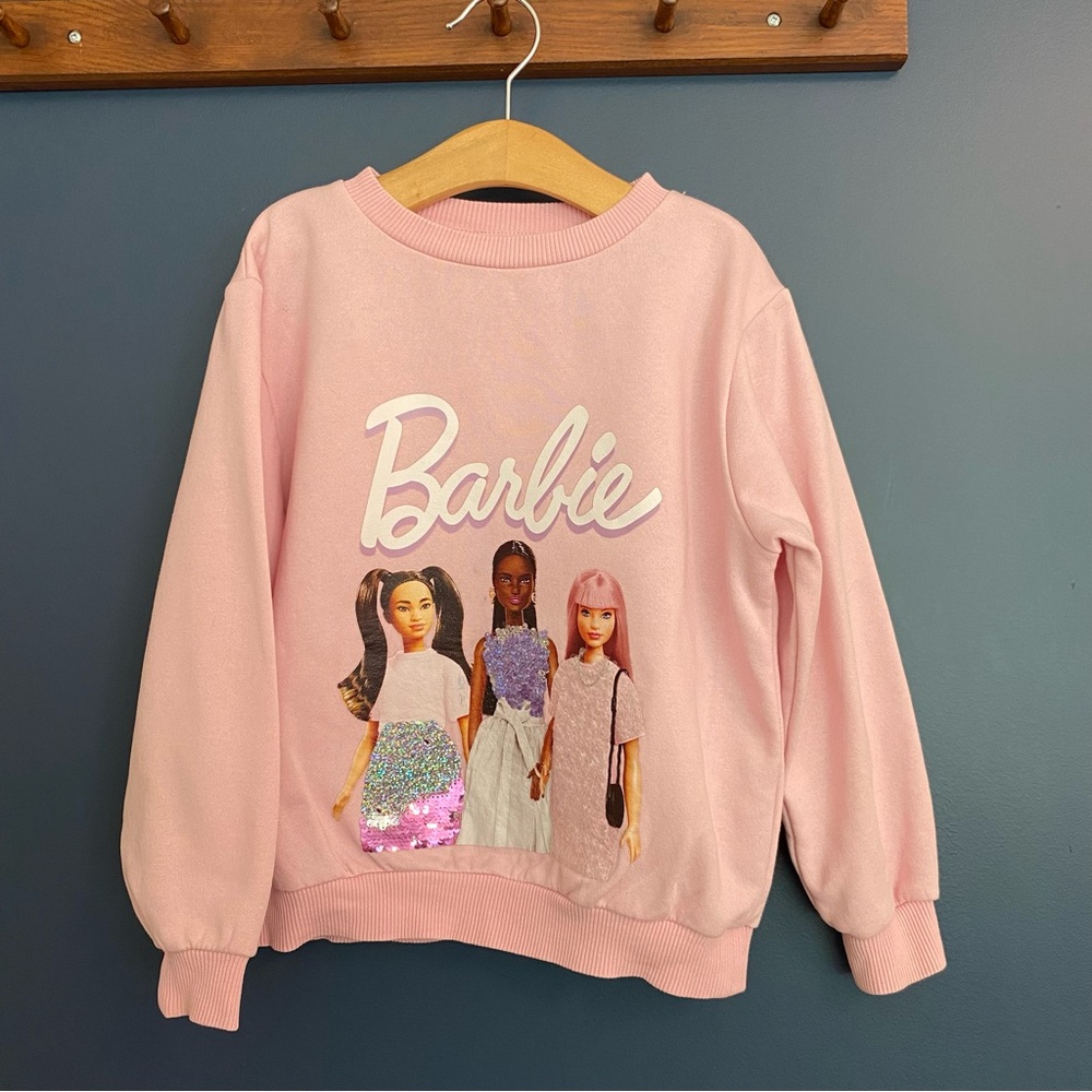 Barbie Pink Ribbed Collar Sweatshirt Size US4